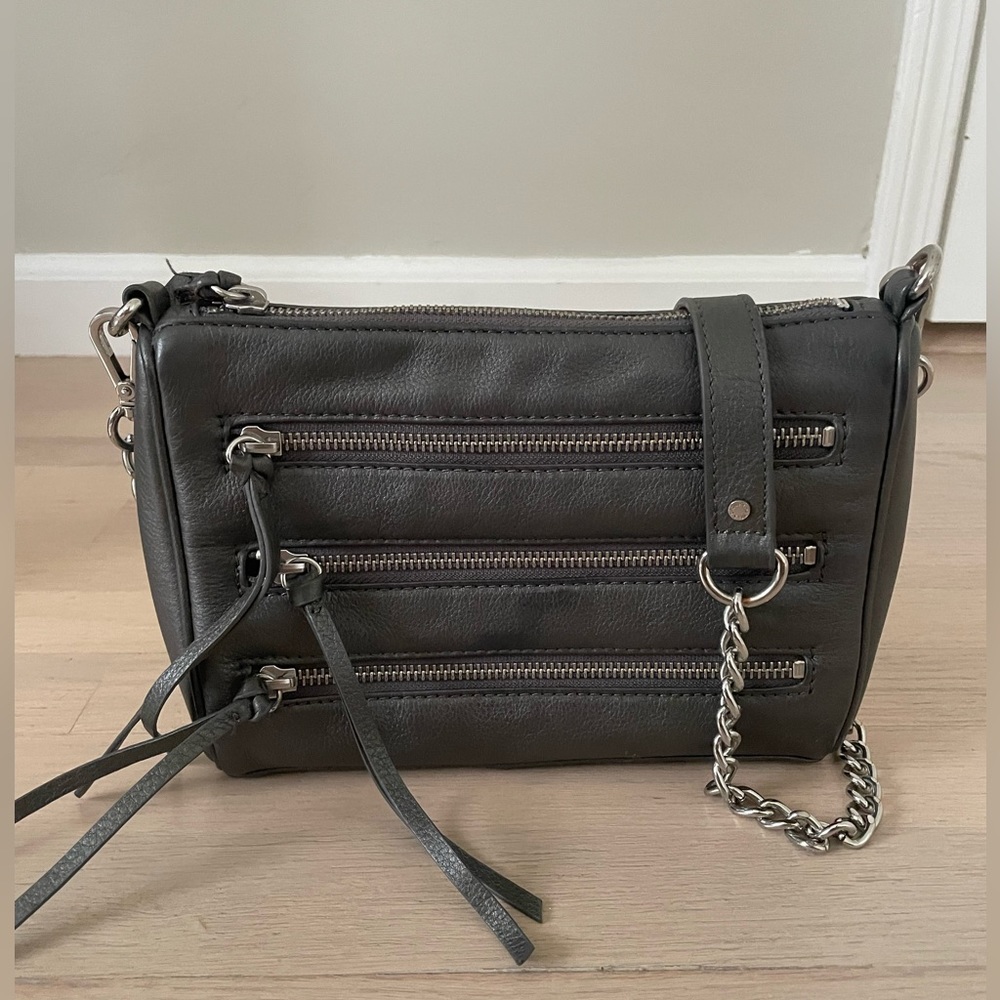 Danier Leather Crossbody with Zippers in Grey